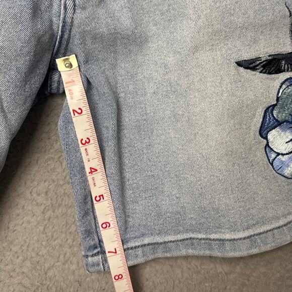 Homme + Femme Denim Shorts Embroidered Flowers Hummingbirds Size 32 Streetwear - Picture 5 of 8